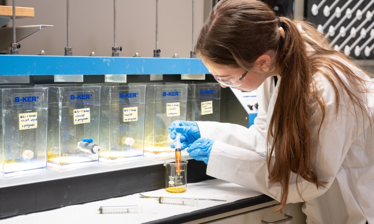 A student working in a lab 
