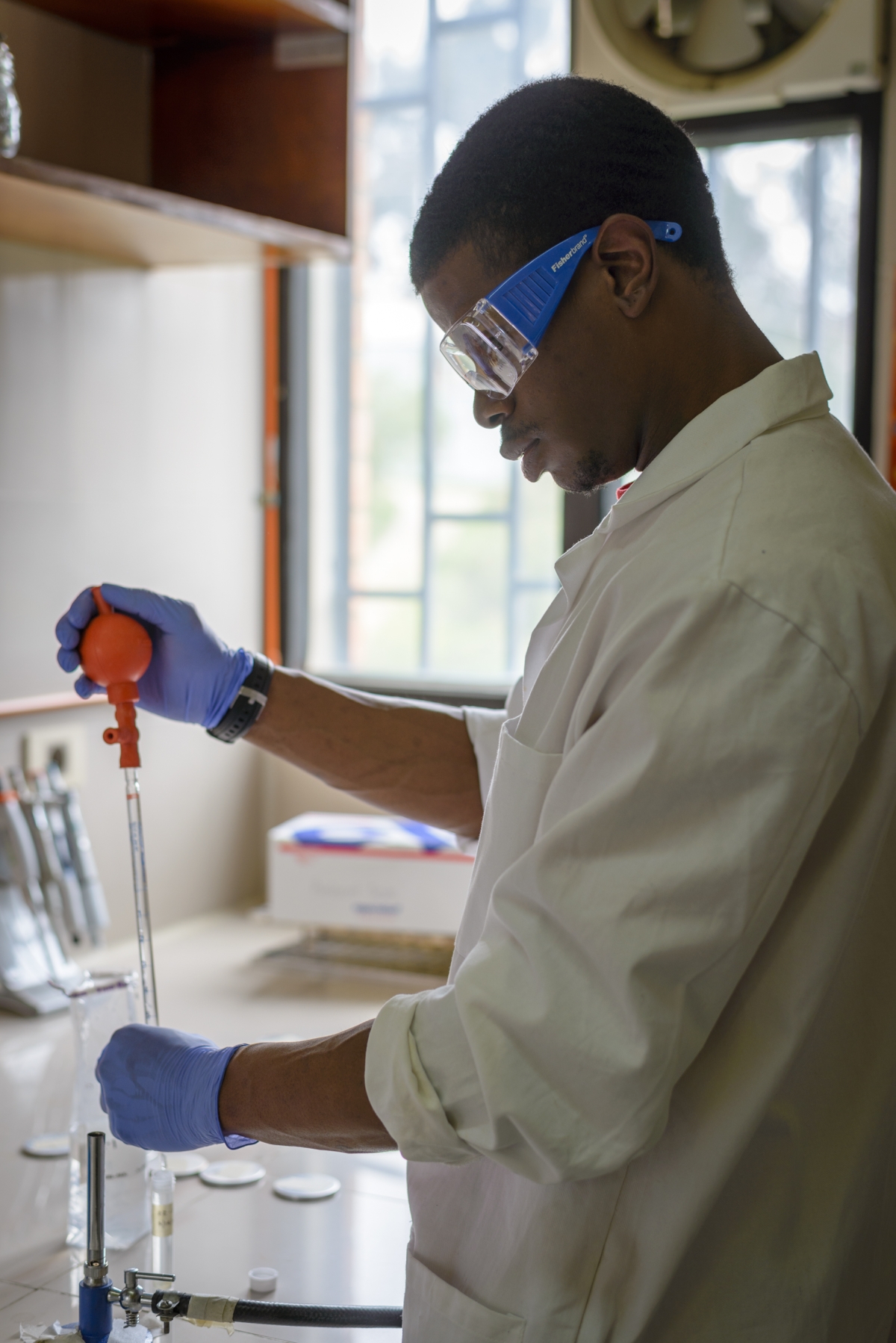 A student working in a lab