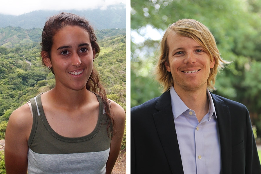 Ph.D. students Emily Sanders and Aaron Bivins, who have been invited to ComSciCon Atlanta, a new conference in the southeast that aims to help graduate students improve their skills at communicating their scientific work to the general public.