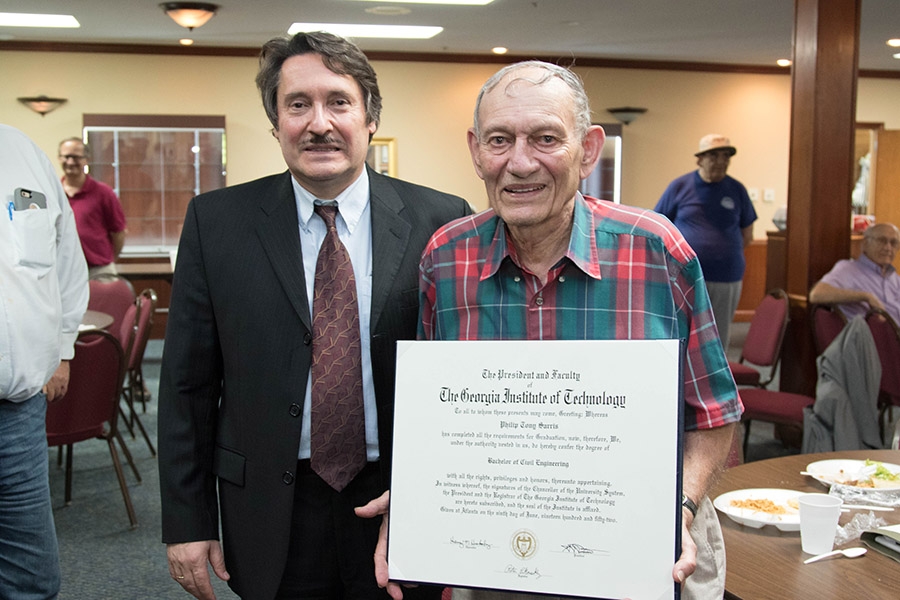 Professor Aris Georgakakos with Philip Sarris, BSCE 1952.