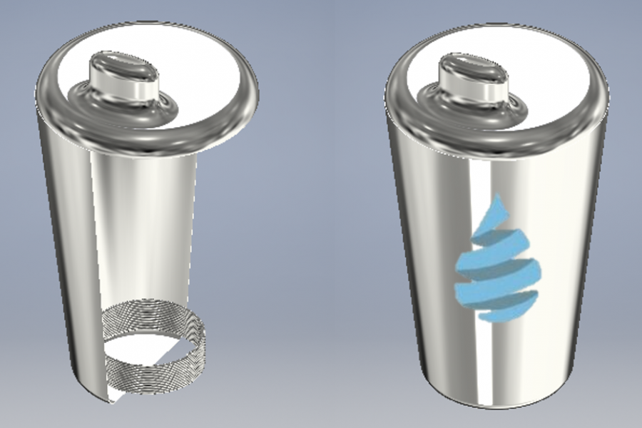 Diagram of the TruePani drinking cup invented by a team that includes CEE undergrads Samantha Becker and Shannon Evanchec.