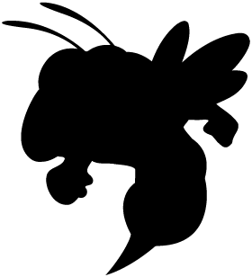 A black outline of the Buzz yellow jacket mascot 